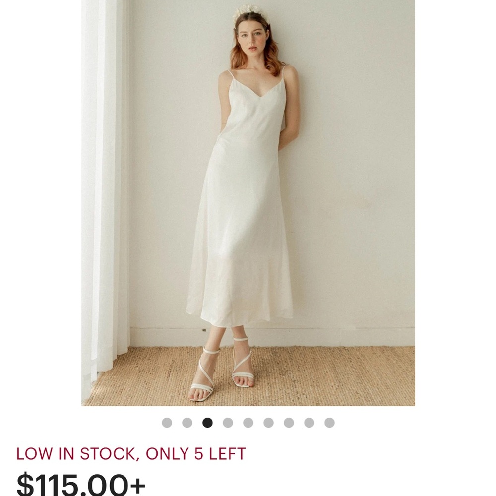 Noire white slip dress with cowl back detail. Size S. NWOT